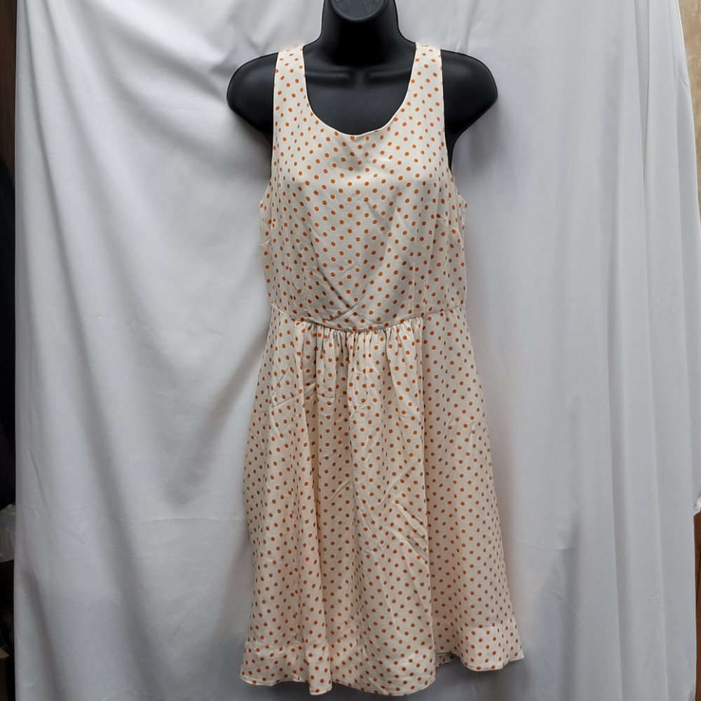 Moulinette Soeurs cream and orange polka-dot dress